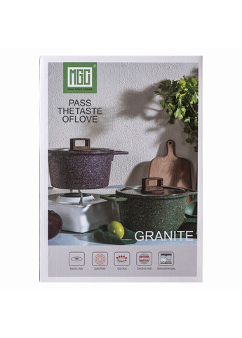 Алюмінієва каструля об'ємом 3 літри з кришкою Ø 20 (см), з антипригарним покриттям HP-4-445GR (A-033106) MGC (341307509)