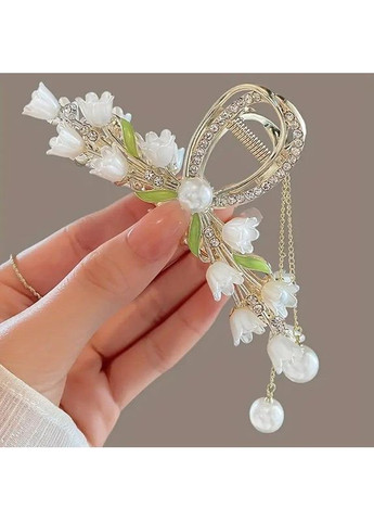 Заколка крабик для волосся Чарівність Конвалії, прикрашена гірським кришталем, підвісками та іншим No Brand (370290221)