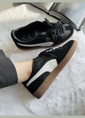 Кросівки жіночі і чоловічі Puma Palermo Leather Black White Gum | Пума Палермо чорні No Brand чорні демісезони (339604466)