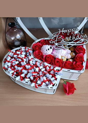 Подарунковий бокс для дівчини з м'якою іграшкою, цукерками та 101 причиною «Чому я тебе кохаю» (ar150) No Brand (316720609)