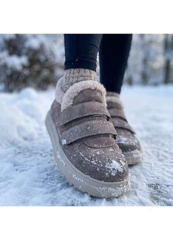 Женские зимние кроссовки из натуральной замши, черные Paradize чёрные зима (372994227)