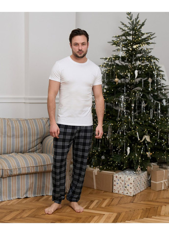 Мужские пижамные штаны - чёрно-белая клетка 2005Ш Tom John (371738444)