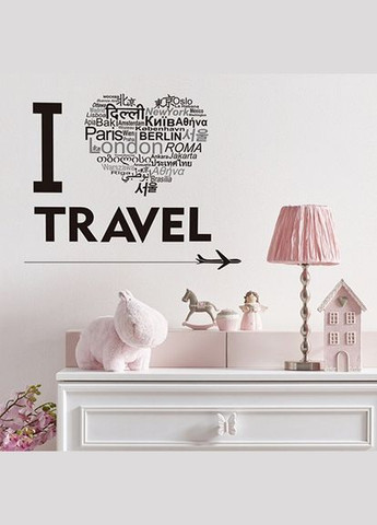 Наклейка интерьерная на стену Люблю путешествовать 130х110 см (JM8378) Green Life (323658651)