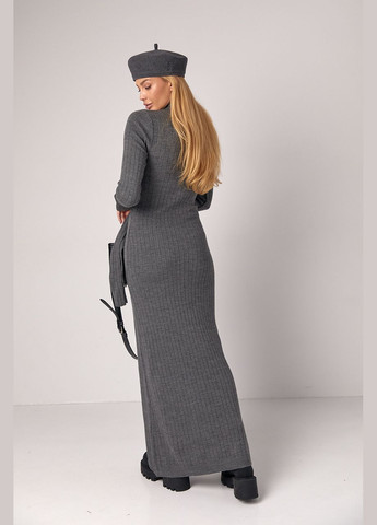 Серое повседневный платье макси длины No Brand однотонное