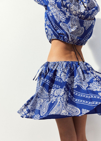 Синяя кэжуал с абстрактным узором юбка H&M