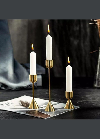 Набір підсвічників металевих 3ел золото святкові свічники (08-01K) Decoline (307923118)