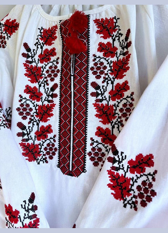 Біла біла лляна жіноча сорочка-вишиванка з традиційним орнаментом візерунок орнамент приталена, вільна, пряма льон (329693244)