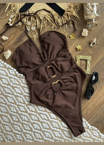 Темно-коричневый летний трендовый шоколадный монокини слитный, монокини Vakko