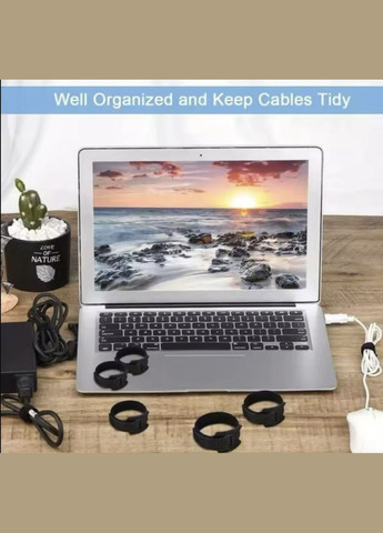 Органайзер кабеля стяжка липучка хомут фиксатор для проводов стрепы 25 штук многоразовые L Разноцветные Lencent (340276247)