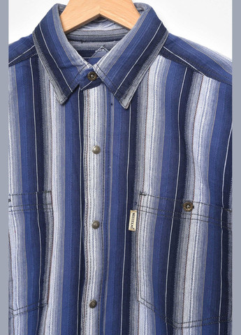 Сорочка чоловіча батальна синього кольору в смужку Let's Shop (292630454)