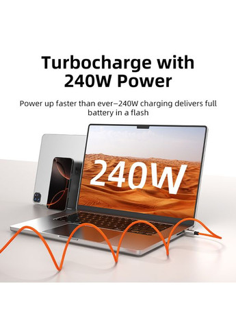 Кабель USB Type-C(M) - Type-C(M) PD240W 2 м Orange (CU06L) CABLETIME (370849181)