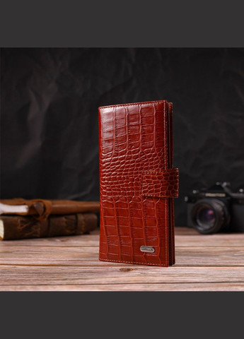 Ультрамодный кошелек для мужчин из натуральной кожи с тиснением под крокодила 21918 Рыжий Canpellini (298920765)