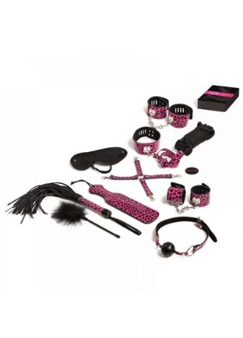 Набір БДСМ 10 предметів Master & Slave, Pink Leopard Tease & Please (383118037)