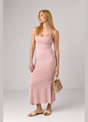 Летний женский длинный силуэтный сарафан на бретелях Lurex