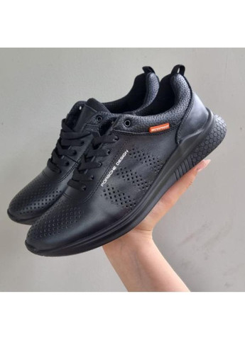 Черные демисезонные кроссовки мужские черные, кожа No Brand