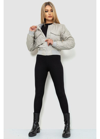 Серая демисезонная куртка женская из экокожи короткая, 186r097 Ager