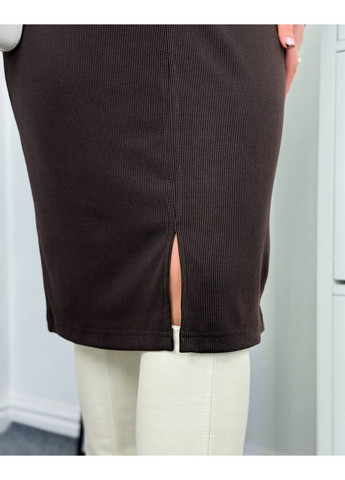 Коричнева святковий 💃стильна трикотажна сукня з рубчику з ґудзиками та розрізом заміри в описі💃 силуетна Vione однотонна