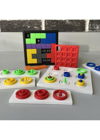 Набір головоломок та ігор «Ностальгічний»: тетріс, пʼятнашки, хрестики-нулики 3Д No Brand (366072755)
