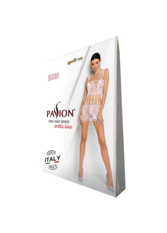 Бодістокінг мінісукня з метеликами BS090 One Size white Passion білий відвертий поліамід