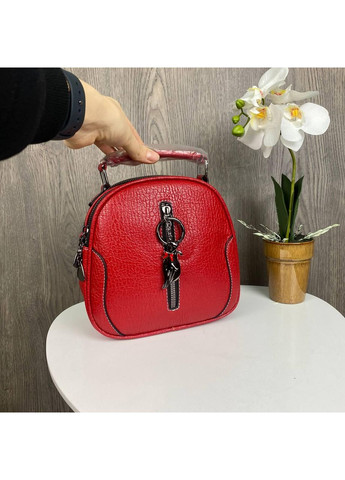 Жіноча міні сумочка на плече з брелоком Червона з екошкіри на блискавці ProDobro (363222028)