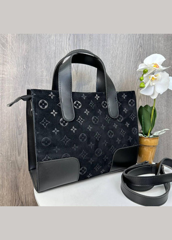 Жіноча замшева сумка з тисненням чорна No Brand (298997262)