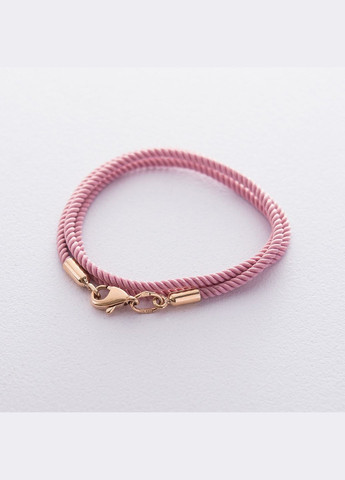 Шовковий рожевий шнурок з гладкою золотою застібкою (2 мм) кол00932 45 Oniks (264023543)