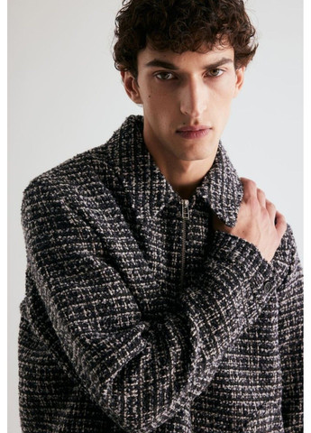 Темно-сіра демісезонна чоловіча твідова куртка regular fit (57858) s темно-сіра H&M