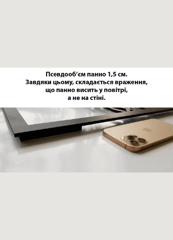 Панно 3D декоративне з об'ємом 15 мм для стін, Колібрі 117 х 51 см чорне Декоинт (276708385)