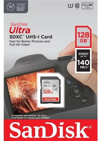 Карта памяти SD 128ГБ UHS-I 140Мб/с Ultra SanDisk (388416639)