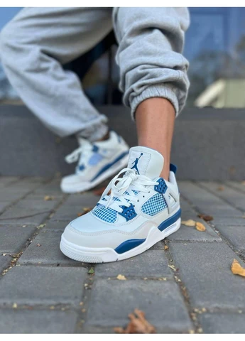 Синие демисезонные кроссовки мужские nike air jordan 4 retro golf military blue найк аир джордан синие No Brand