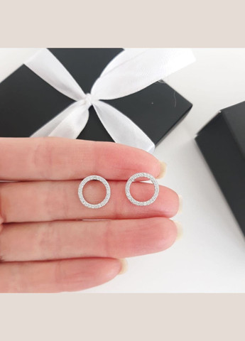 Сережки цвяшки круглі жіночі з камінцями MK1094 сріблястий DeKolie (328923021)