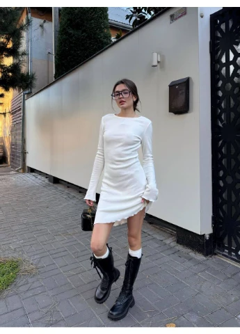 Білий сукня міні в рубчик Fashion