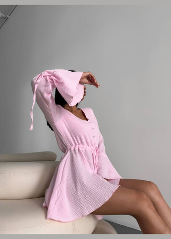 Муслиновый комбинезон Україна комбинезон-шорты розовый повседневный, кэжуал муслин