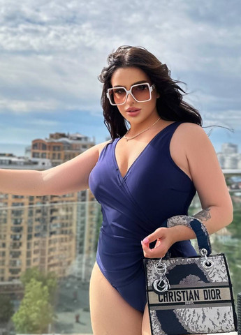 Синий демисезонный купальник женский слитный No Brand