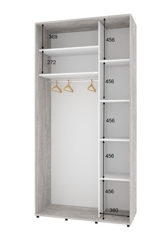 Шкаф-купе двухдверный Комфорт Мебель 100*60*240 см Бетон ДСП + Зеркало Стандарт Комфорт Меблі (360437552)