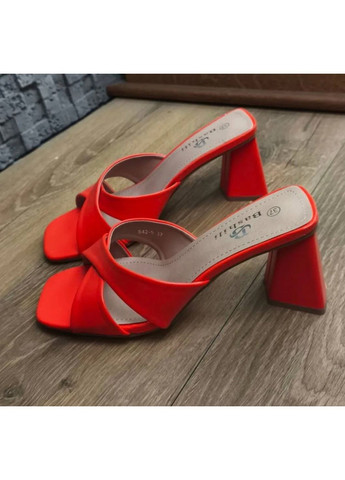 Оранжевые женские кожаные сабо на каблуке 1615 оранжевые Bashili без застежки