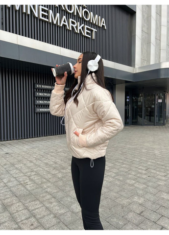 Бежева демісезонна ✨жіноча стильна курточка з плащівки лаке з фіксаторами заміри в описі✨ куртка-пальто Vione