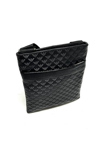 Чорна чоловіча молодіжна вертикальна сумка планшетка через плече з тисненням No Brand (333300291)