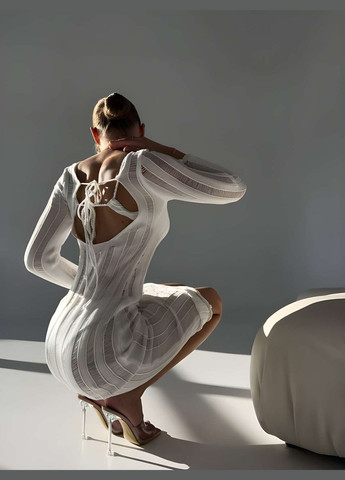 Женское летнее длинное пляжное полупрозрачное вязаное платье туника с длинным рукавом Україна (345557390)