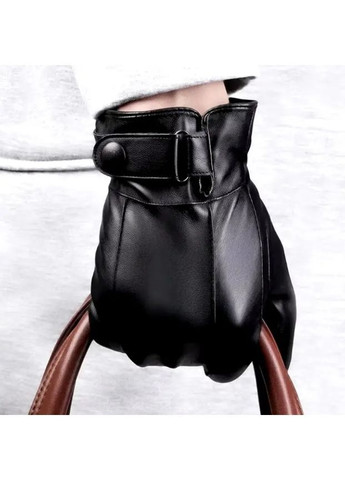 Мужские зимние кожаные сенсорные перчатки утеплённые One Size, классические повседневные перчатки с мехом Чёрные No Brand (362961376)