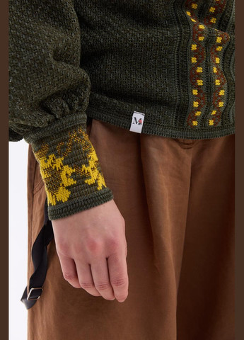 Хакі в'язана блуза "соняшники" MEREZHKA візерунок орнамент бавовна (315731904)