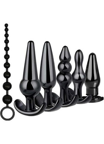 Анальный набор из шести предметов черного цвета. Набор для анальных утех для секса, подойдет как мужчине так и женщине! China (360603102)