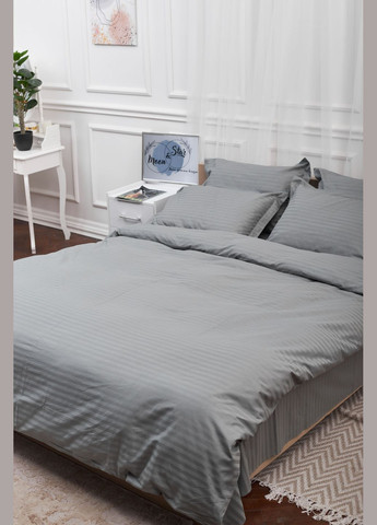 Комплект постельного белья Satin Stripe полуторный евро 160х220 наволочки 4х50х70 (MS-820003663) Moon&Star stripe gray (288043434)