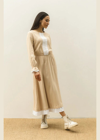 Бежева повсякденний, кежуал сукня з пишною спідницею Seventeen з квітковим принтом