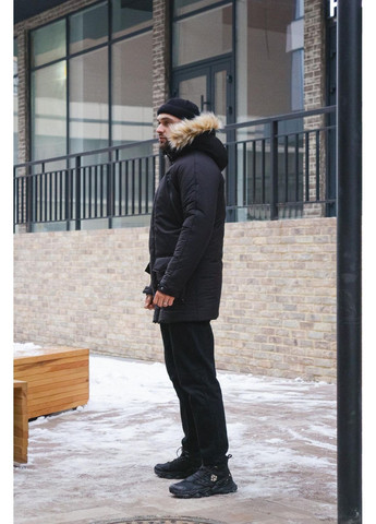 Черная зимняя парка зимняя европейская плащевка съемный мех No Brand