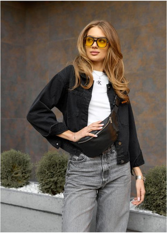 Женская сумка бананка на пояс из натуральной кожи Черная (889031512) Sambag (361244968)