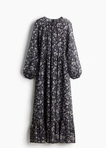 Черное повседневный платье H&M с цветочным принтом