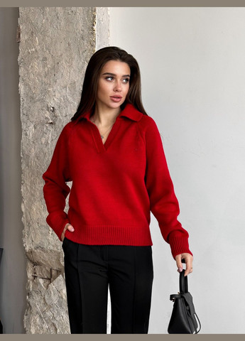 Красный демисезонный свитер пуловер Larionoff