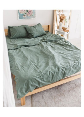 Постельное белье Зеленый вареный хлопок Двуспальный размер, наволочки 50/70 No Brand (364216138)
