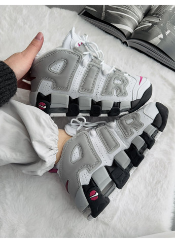 Білі Осінні кросівки чоловічі nike air more uptempo 96 white / gray найк аір мор аптемпо No Brand